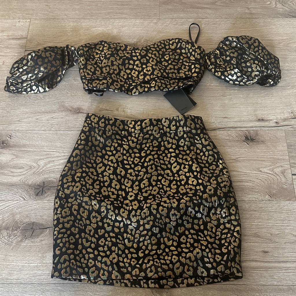 Nbd X Revolve “Dodi” Leopard Print Two-Piece Skirt Set Xxs